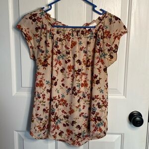 Lauren Conrad Beige Floral Top